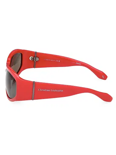 Christian Louboutin Men's 60MM Oval Sunglasses - Shiny Red Smoke | Thumbnail 3 Christian Louboutin Men's 60MM Oval Sunglasses - Shiny Red Smoke | Thumbnail 3