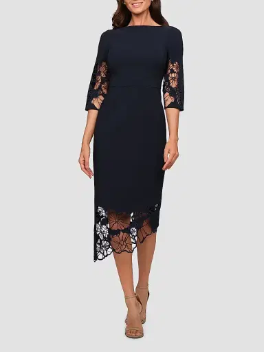 Kay Unger Women's Vanna Guipure Lace Midi-Dress - Night Sky - Size 6 | Thumbnail 2 Kay Unger Women's Vanna Guipure Lace Midi-Dress - Night Sky - Size 6 | Thumbnail 2