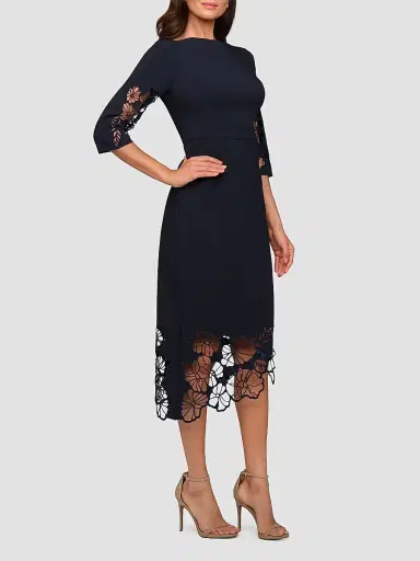 Kay Unger Women's Vanna Guipure Lace Midi-Dress - Night Sky - Size 6 | Thumbnail 3 Kay Unger Women's Vanna Guipure Lace Midi-Dress - Night Sky - Size 6 | Thumbnail 3