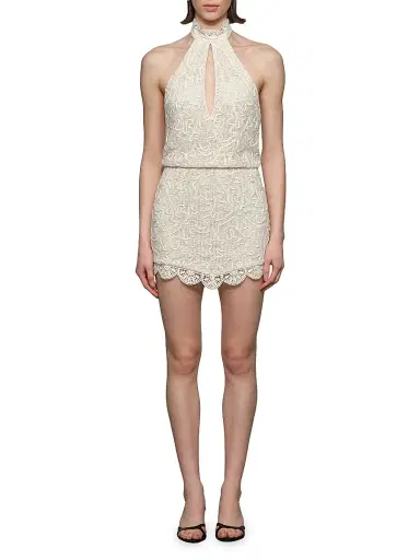 Et Ochs Women's Elise Embroidered Cotton Mesh Halterneck Minidress - Ivory - Size 12 | Thumbnail 2 Et Ochs Women's Elise Embroidered Cotton Mesh Halterneck Minidress - Ivory - Size 12 | Thumbnail 2