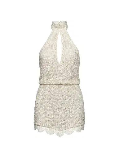 Et Ochs Women's Elise Embroidered Cotton Mesh Halterneck Minidress - Ivory - Size 12 | Thumbnail 1 Et Ochs Women's Elise Embroidered Cotton Mesh Halterneck Minidress - Ivory - Size 12 | Thumbnail 1