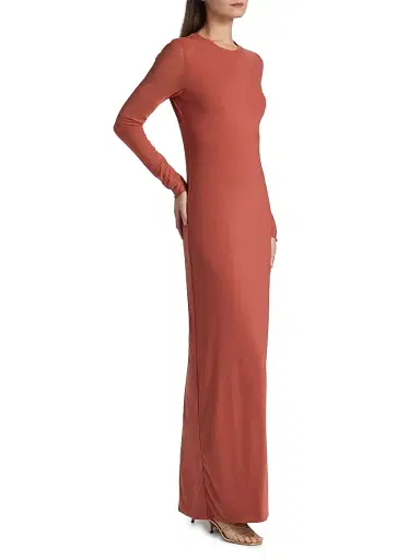 Eywasouls Malibu Women's Scarlet Floral Fitted Maxi Dress - Rust Solid | Thumbnail 4 Eywasouls Malibu Women's Scarlet Floral Fitted Maxi Dress - Rust Solid | Thumbnail 4