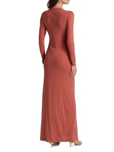 Eywasouls Malibu Women's Scarlet Floral Fitted Maxi Dress - Rust Solid | Thumbnail 5 Eywasouls Malibu Women's Scarlet Floral Fitted Maxi Dress - Rust Solid | Thumbnail 5