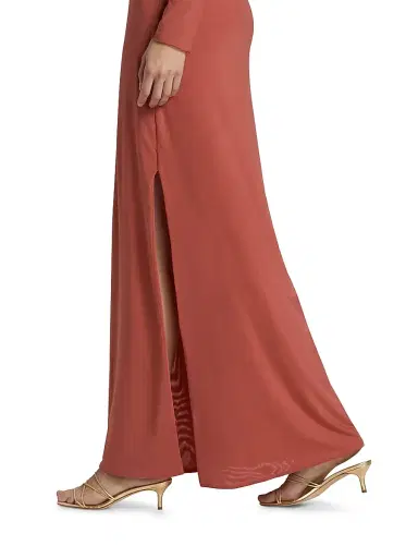 Eywasouls Malibu Women's Scarlet Floral Fitted Maxi Dress - Rust Solid | Thumbnail 6 Eywasouls Malibu Women's Scarlet Floral Fitted Maxi Dress - Rust Solid | Thumbnail 6