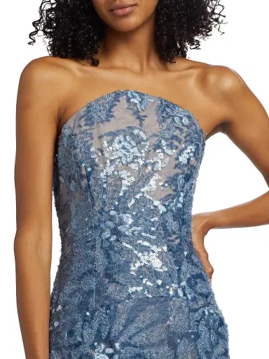 Rene Ruiz Collection Women's Floral Beaded Strapless A-Line Gown - Blue | Thumbnail 6 Rene Ruiz Collection Women's Floral Beaded Strapless A-Line Gown - Blue | Thumbnail 6