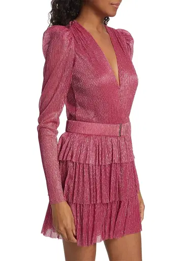 Sabina Musáyev Women's Carry Metallic Foil Ruffled Minidress - Hot Pink - Size Medium | Thumbnail 4 Sabina Musáyev Women's Carry Metallic Foil Ruffled Minidress - Hot Pink - Size Medium | Thumbnail 4