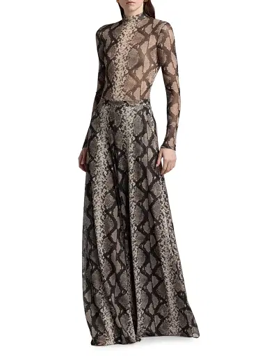 Lapointe Women's Python Print Mesh Bodysuit | Thumbnail 2 Lapointe Women's Python Print Mesh Bodysuit | Thumbnail 2
