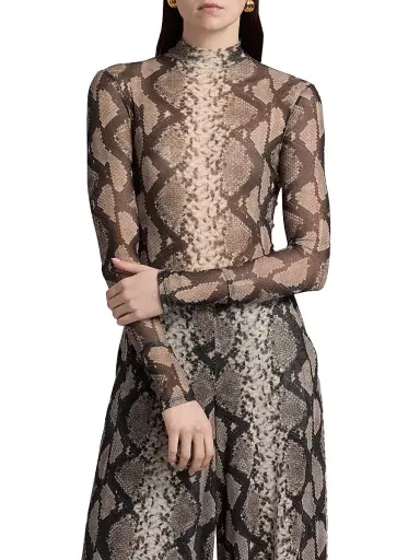 Lapointe Women's Python Print Mesh Bodysuit | Thumbnail 3 Lapointe Women's Python Print Mesh Bodysuit | Thumbnail 3
