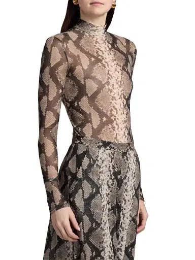 Lapointe Women's Python Print Mesh Bodysuit | Thumbnail 4 Lapointe Women's Python Print Mesh Bodysuit | Thumbnail 4