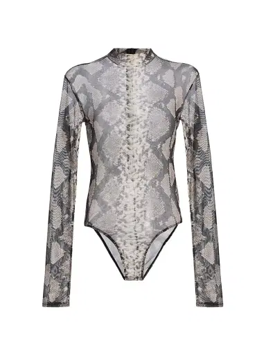 Lapointe Women's Python Print Mesh Bodysuit | Thumbnail 1 Lapointe Women's Python Print Mesh Bodysuit | Thumbnail 1