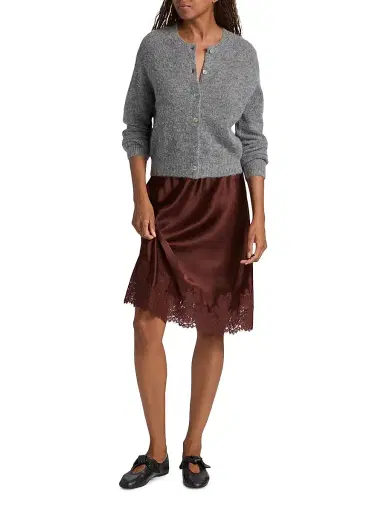 DÔEN Women's Elowette Silk & Lace Midi-Skirt - Cafe Brun | Thumbnail 2 DÔEN Women's Elowette Silk & Lace Midi-Skirt - Cafe Brun | Thumbnail 2