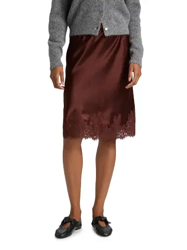 DÔEN Women's Elowette Silk & Lace Midi-Skirt - Cafe Brun | Thumbnail 3 DÔEN Women's Elowette Silk & Lace Midi-Skirt - Cafe Brun | Thumbnail 3