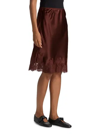 DÔEN Women's Elowette Silk & Lace Midi-Skirt - Cafe Brun | Thumbnail 4 DÔEN Women's Elowette Silk & Lace Midi-Skirt - Cafe Brun | Thumbnail 4