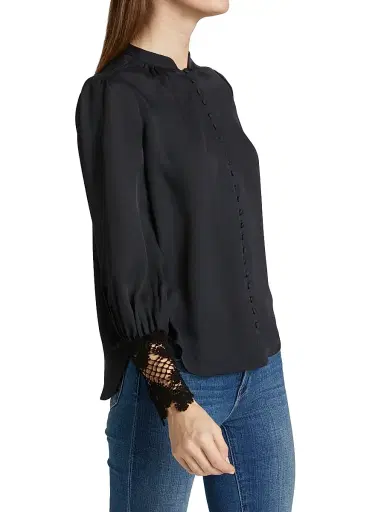 L'Agence Women's Ava Lace Cuff Blouse - Black - Size XS | Thumbnail 4 L'Agence Women's Ava Lace Cuff Blouse - Black - Size XS | Thumbnail 4