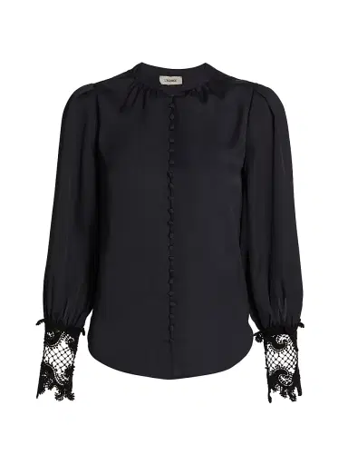 L'Agence Women's Ava Lace Cuff Blouse - Black - Size XS | Thumbnail 1 L'Agence Women's Ava Lace Cuff Blouse - Black - Size XS | Thumbnail 1