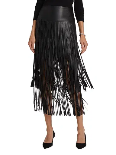 L'AGENCE Women's Karolina Fringe Vegan Leather Skirt - Black | Thumbnail 3 L'AGENCE Women's Karolina Fringe Vegan Leather Skirt - Black | Thumbnail 3