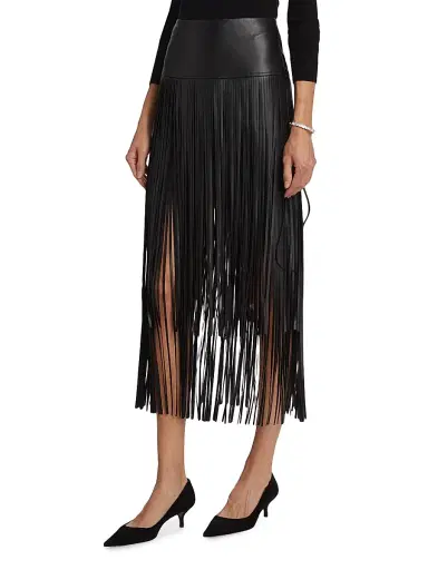 L'AGENCE Women's Karolina Fringe Vegan Leather Skirt - Black | Thumbnail 4 L'AGENCE Women's Karolina Fringe Vegan Leather Skirt - Black | Thumbnail 4