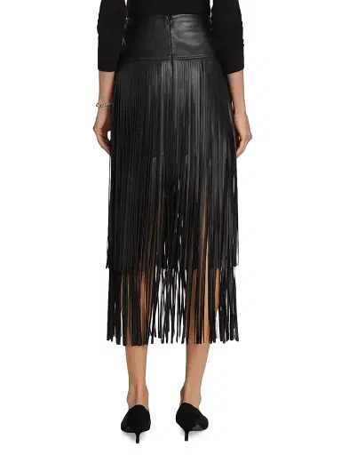 L'AGENCE Women's Karolina Fringe Vegan Leather Skirt - Black | Thumbnail 5 L'AGENCE Women's Karolina Fringe Vegan Leather Skirt - Black | Thumbnail 5