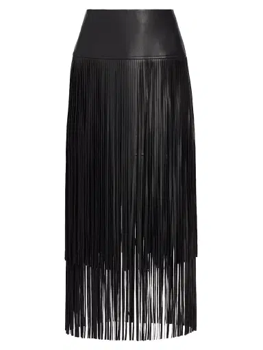L'AGENCE Women's Karolina Fringe Vegan Leather Skirt - Black | Thumbnail 1 L'AGENCE Women's Karolina Fringe Vegan Leather Skirt - Black | Thumbnail 1