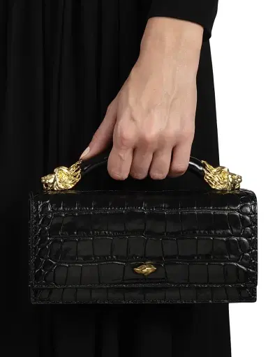 ALEXIS BITTAR Women's Lioness Croc-Embossed Leather Top Handle Bag | Thumbnail 2 ALEXIS BITTAR Women's Lioness Croc-Embossed Leather Top Handle Bag | Thumbnail 2