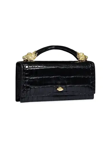 ALEXIS BITTAR Women's Lioness Croc-Embossed Leather Top Handle Bag | Thumbnail 4 ALEXIS BITTAR Women's Lioness Croc-Embossed Leather Top Handle Bag | Thumbnail 4