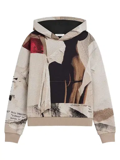 Givenchy Men's Couture Seam Hoodie with Ripped Papers Jacquard | Thumbnail 1 Givenchy Men's Couture Seam Hoodie with Ripped Papers Jacquard | Thumbnail 1