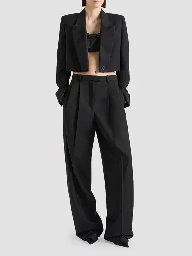 Givenchy Women's Double Pleat Tuxedo Pants in Wool and Mohair - Black - Size 10 | Thumbnail 2 Givenchy Women's Double Pleat Tuxedo Pants in Wool and Mohair - Black - Size 10 | Thumbnail 2