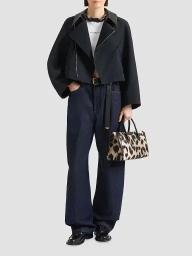 Givenchy Women's Cropped Peacoat in Cotton and Wool - Dark Navy | Thumbnail 2 Givenchy Women's Cropped Peacoat in Cotton and Wool - Dark Navy | Thumbnail 2