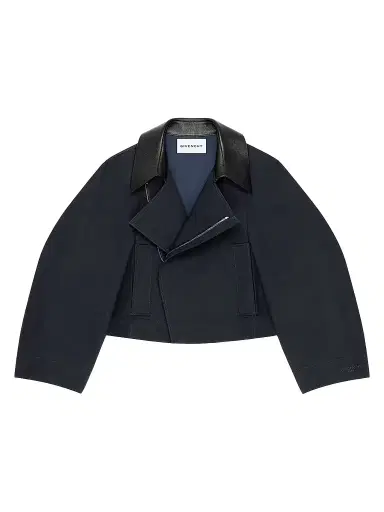 Givenchy Women's Cropped Peacoat in Cotton and Wool - Dark Navy | Thumbnail 1 Givenchy Women's Cropped Peacoat in Cotton and Wool - Dark Navy | Thumbnail 1