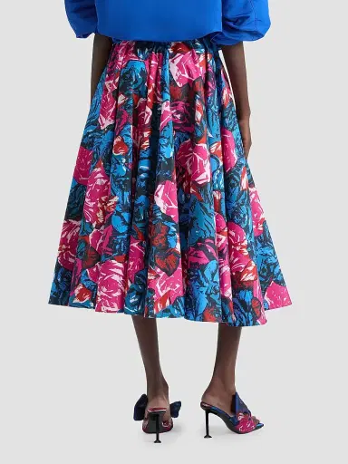 Givenchy Women's Long Circular Skirt in Poplin with Floral Print - Royal Blue | Thumbnail 5 Givenchy Women's Long Circular Skirt in Poplin with Floral Print - Royal Blue | Thumbnail 5