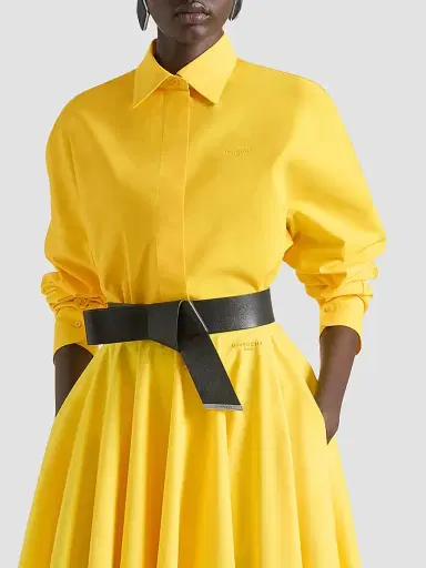 Givenchy Women's Cocoon Shirt in Poplin with Paris Embroidery - Golden Yellow | Thumbnail 3 Givenchy Women's Cocoon Shirt in Poplin with Paris Embroidery - Golden Yellow | Thumbnail 3