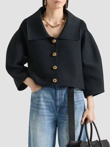 Givenchy Women's Cropped Cocoon Jacket in Compact Knit - Black - Size XS | Thumbnail 3 Givenchy Women's Cropped Cocoon Jacket in Compact Knit - Black - Size XS | Thumbnail 3