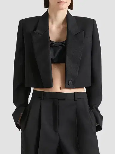 Givenchy Women's Cropped Jacket in Wool and Mohair - Black | Thumbnail 3 Givenchy Women's Cropped Jacket in Wool and Mohair - Black | Thumbnail 3