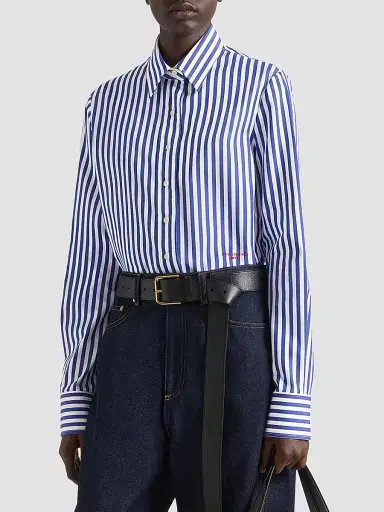Givenchy Women's Striped Shirt in Poplin - Electric Blue White - Size 12 | Thumbnail 3 Givenchy Women's Striped Shirt in Poplin - Electric Blue White - Size 12 | Thumbnail 3