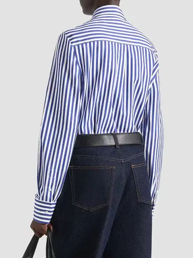 Givenchy Women's Striped Shirt in Poplin - Electric Blue White - Size 12 | Thumbnail 4 Givenchy Women's Striped Shirt in Poplin - Electric Blue White - Size 12 | Thumbnail 4