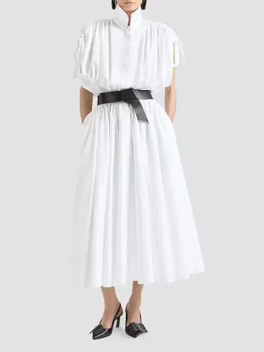 Givenchy Women's Long Shirt Dress in Poplin with Ruched Details - White | Thumbnail 2 Givenchy Women's Long Shirt Dress in Poplin with Ruched Details - White | Thumbnail 2