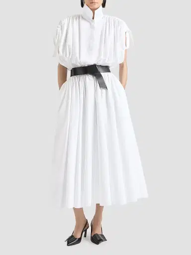 Givenchy Women's Long Shirt Dress in Poplin with Ruched Details - White | Thumbnail 3 Givenchy Women's Long Shirt Dress in Poplin with Ruched Details - White | Thumbnail 3