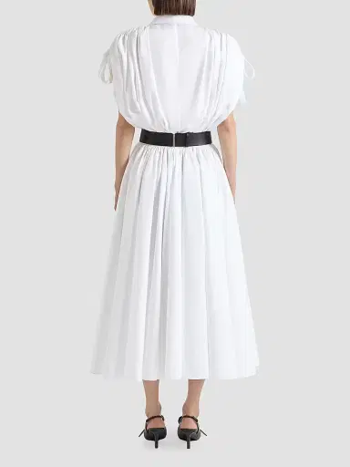 Givenchy Women's Long Shirt Dress in Poplin with Ruched Details - White | Thumbnail 4 Givenchy Women's Long Shirt Dress in Poplin with Ruched Details - White | Thumbnail 4