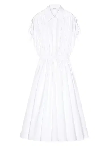 Givenchy Women's Long Shirt Dress in Poplin with Ruched Details - White | Thumbnail 1 Givenchy Women's Long Shirt Dress in Poplin with Ruched Details - White | Thumbnail 1