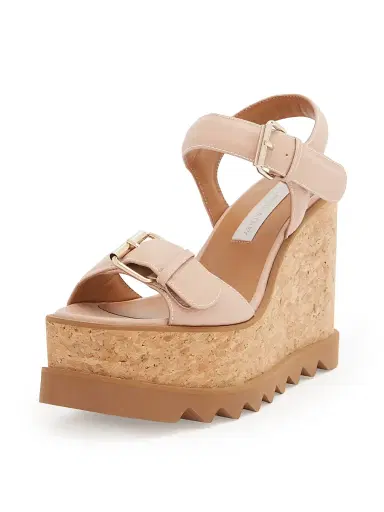 Stella McCartney Women's Sneakelyse 120MM Buckle Wedge Sandals - Blush | Thumbnail 2 Stella McCartney Women's Sneakelyse 120MM Buckle Wedge Sandals - Blush | Thumbnail 2
