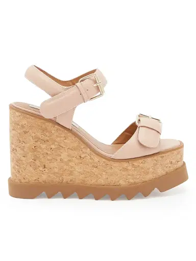 Stella McCartney Women's Sneakelyse 120MM Buckle Wedge Sandals - Blush | Thumbnail 1 Stella McCartney Women's Sneakelyse 120MM Buckle Wedge Sandals - Blush | Thumbnail 1