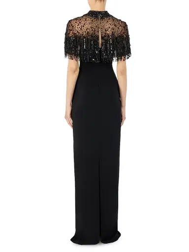 Jenny Packham Women's Livia Embellished Drape Column Gown - Liquorice | Thumbnail 3 Jenny Packham Women's Livia Embellished Drape Column Gown - Liquorice | Thumbnail 3