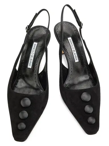 Manolo Blahnik Women's Alexapla 70MM Suede & Leather Pumps - Black - Size 11.5 | Thumbnail 4 Manolo Blahnik Women's Alexapla 70MM Suede & Leather Pumps - Black - Size 11.5 | Thumbnail 4