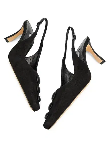Manolo Blahnik Women's Alexapla 70MM Suede & Leather Pumps - Black - Size 11.5 | Thumbnail 6 Manolo Blahnik Women's Alexapla 70MM Suede & Leather Pumps - Black - Size 11.5 | Thumbnail 6