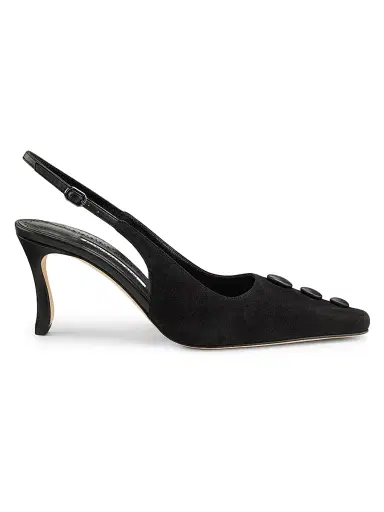 Manolo Blahnik Women's Alexapla 70MM Suede & Leather Pumps - Black - Size 11.5 | Thumbnail 1 Manolo Blahnik Women's Alexapla 70MM Suede & Leather Pumps - Black - Size 11.5 | Thumbnail 1