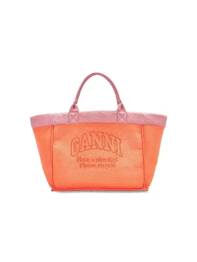 Ganni Women's XXL Logo Shopper Tote Bag - Parfait Pink | Thumbnail 2 Ganni Women's XXL Logo Shopper Tote Bag - Parfait Pink | Thumbnail 2