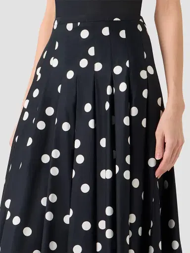 Akris punto Women's Polka Dot Cotton Satin Midi Skirt - Black Cream | Thumbnail 4 Akris punto Women's Polka Dot Cotton Satin Midi Skirt - Black Cream | Thumbnail 4