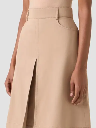 Akris punto Women's Cotton Gabardine A-Line Mini Skirt - Beige | Thumbnail 4 Akris punto Women's Cotton Gabardine A-Line Mini Skirt - Beige | Thumbnail 4