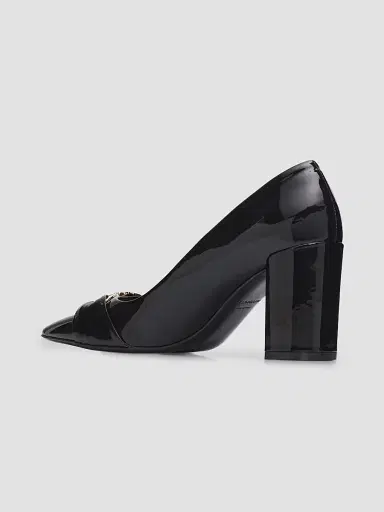 FERRAGAMO Women's Tillya Gancini Toe 70MM Patent Leather Block Heel Pump - Nero | Thumbnail 2 FERRAGAMO Women's Tillya Gancini Toe 70MM Patent Leather Block Heel Pump - Nero | Thumbnail 2