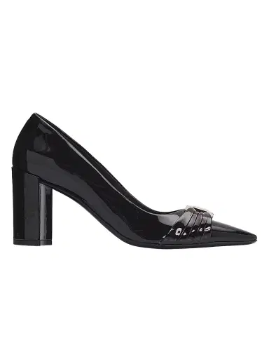 FERRAGAMO Women's Tillya Gancini Toe 70MM Patent Leather Block Heel Pump - Nero | Thumbnail 1 FERRAGAMO Women's Tillya Gancini Toe 70MM Patent Leather Block Heel Pump - Nero | Thumbnail 1